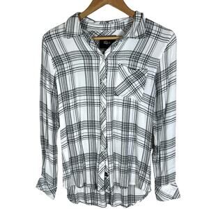 Rails Soft Hunter Black and White Plaid Flannel Button Down Shirt Size XS
